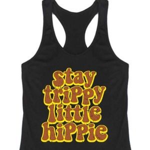 🎁 Trippy Hippie Black Tank Top